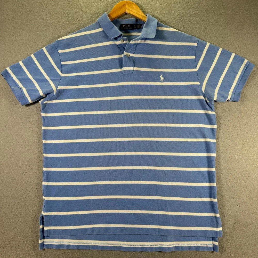 Polo Ralph Lauren Polo Shirt Mens‎ XL Blue Stripes Pony Comfort Classic Casual